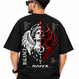 RAIVX Balance Angel & Demon Oversized T-Shirt – Black