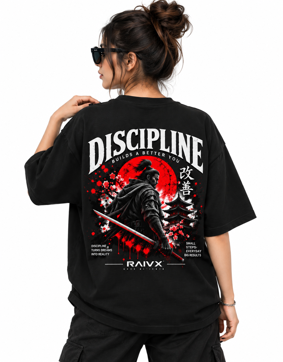 RAIVX Discipline Samurai Oversized T-Shirt – Black - Image 3